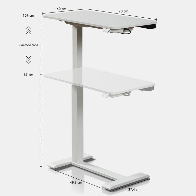 Albelo 70cm W Laptop Standing Desk with Rechargeable Battery, White