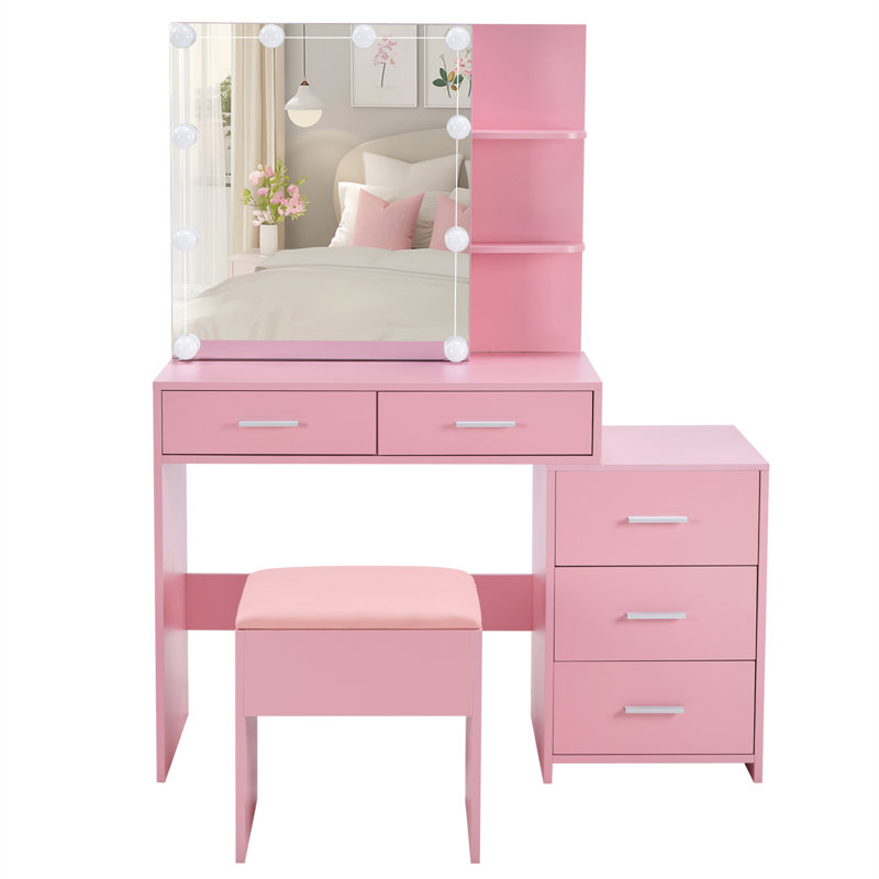 Ensemble de coiffeuse rose