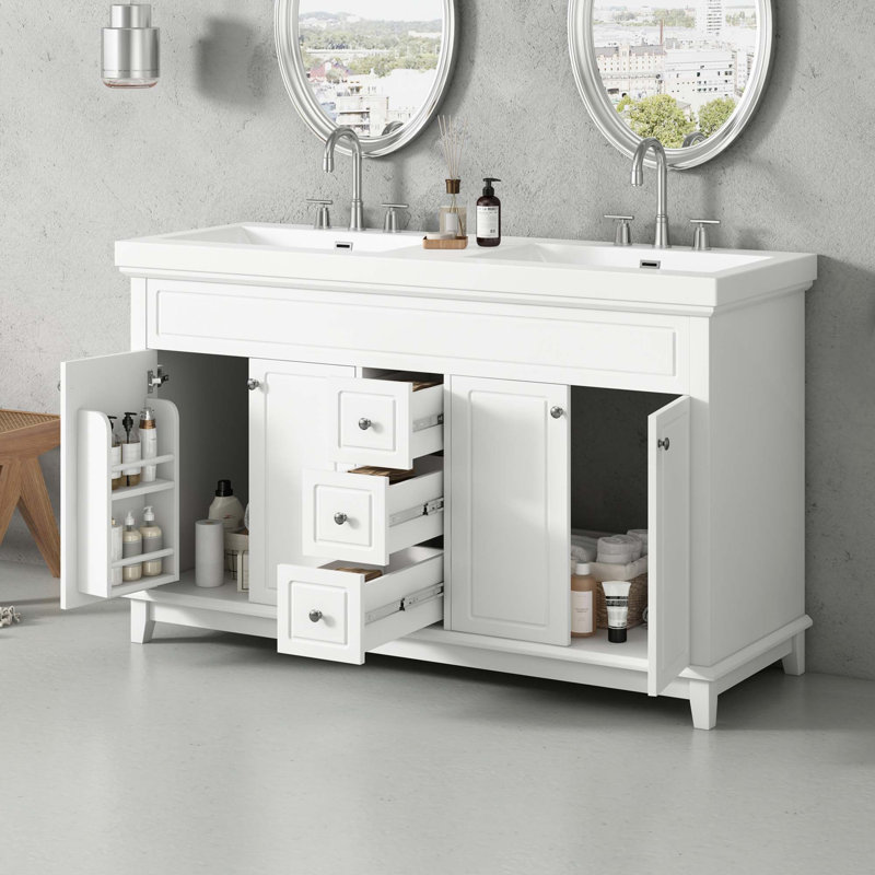 Freestanding Standard Free Standing Single Double Vanity Bathroom Vanity With Resin Top