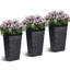 Ensemble de 2 pots à fleurs rectangulaires noirs de 22,7 pouces de hauteur