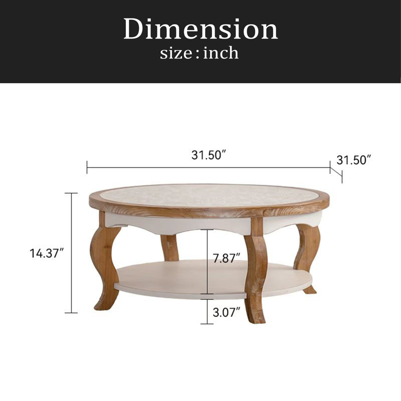 Table basse ronde en bois avec plateau en verre, table centrale circulaire en bois massif avec pieds incurvés et plateau en verre trempé amovible, table basse pour le salon, espace restreint, assemblage facile