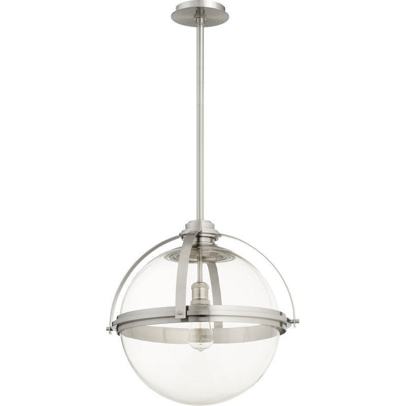 Doucet 1 - Light Sphere Pendant, Satin Nickel, 12" H x 12.5" W x 5" D