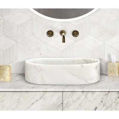 Lavabo vasque ovale en marbre blanc pour salle de bain, 600 x 400 x h 150 mm, contours lisses, lavabo vasque en pierre naturelle de point focal de salle de bain de luxe, couleur, pièce unitaire, garantie de durabilité à long terme