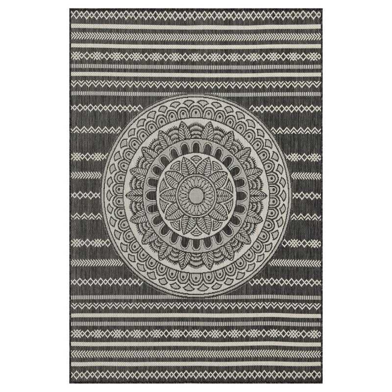 Anthracite 5 pi 3 po X 7 pi 3 po Tapis intérieur / extérieur, Rectangle 5 pi 3 po x 7 pi 3 po
