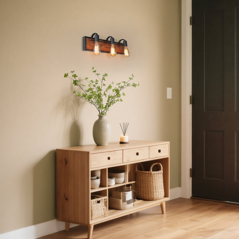 Éclairage pour meuble-lavabo en bois à intensité variable Carlile, 3 lumières