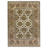 Hand Knotted Wool Area Rug in Gold And Rust