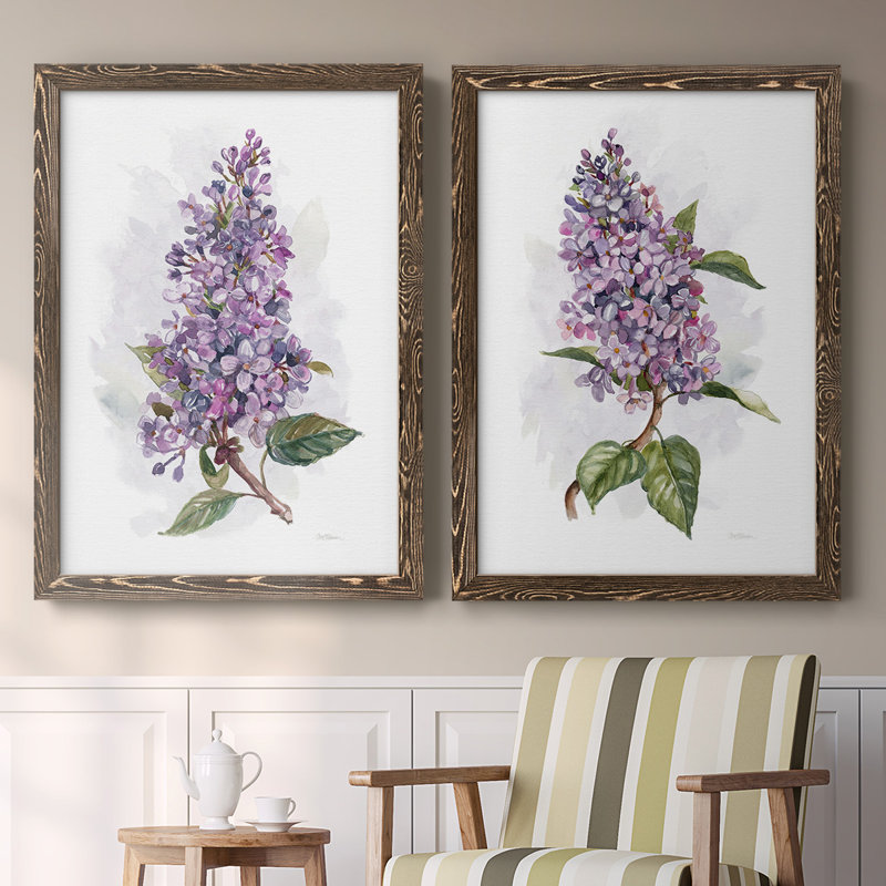 Awash In Lilac I - impression sur toile encadrée 2 pièces, H 27,5 po x l 75 po x P 1,5 po, Noyer