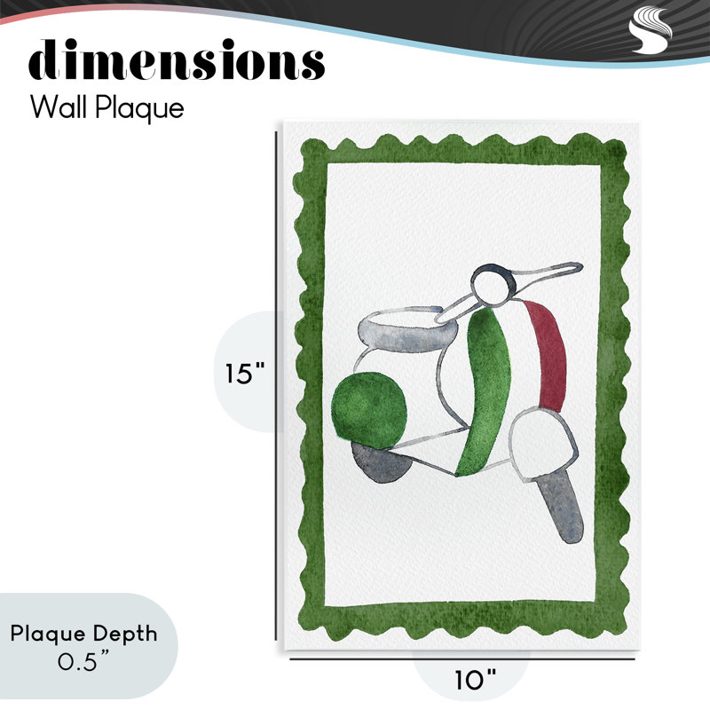 Plaque murale de scooter italien, design par Camila Juncos, H 15 po x l 10 po