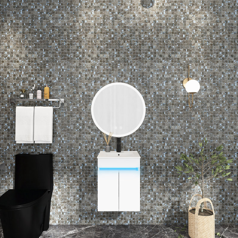 Liboria 16 " W Wall Mounted Wall Mounted Single Double Single Vanity Bathroom Vanity With Ceramic Top