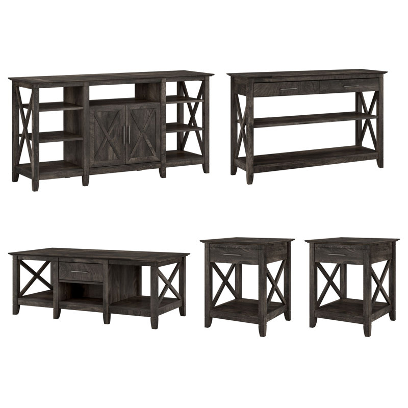 Ensemble de tables basses 5 pièces Kaionna, Hickory gris foncé