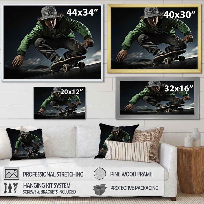 Skateboard Chronicles II - Imprimé, H 12 po x l 20 po x P 1 po, Toile tendue