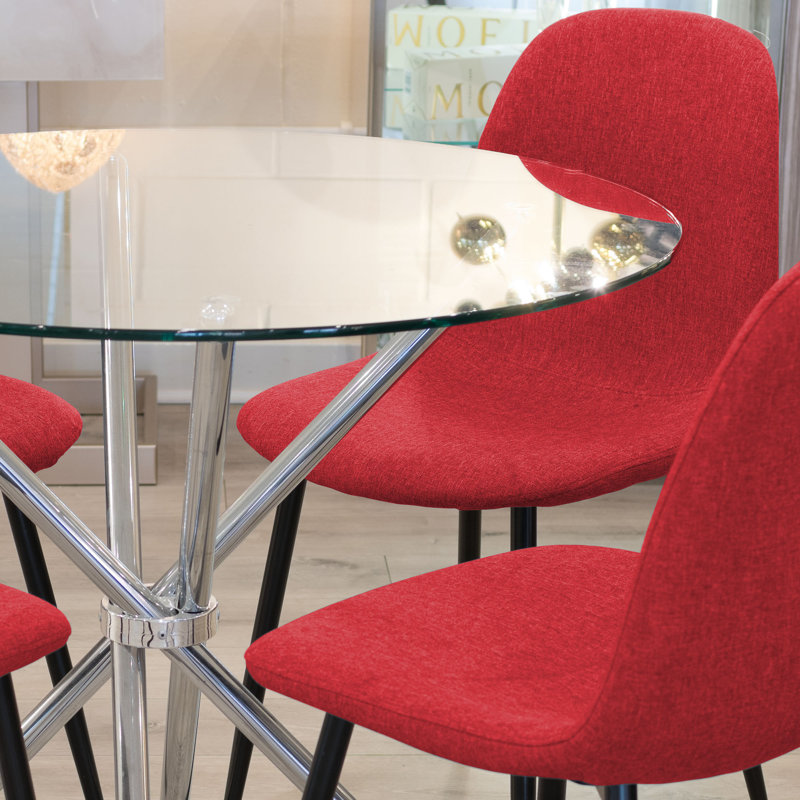 Quintan 2 - Person Dining Set, Chrome, Red