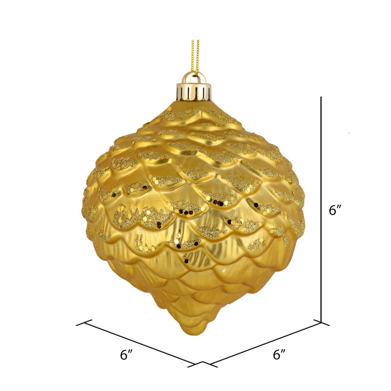 6" Glitter Pinecone Christmas Ornament, Gold