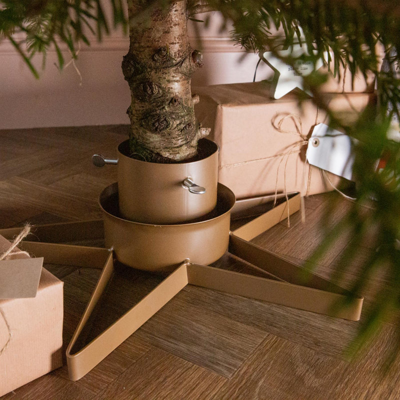 Metal Star Christmas Tree Stand, Gold