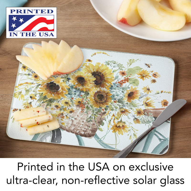 Sunflowers Forever Tempered Glass Rectangular Cutting Board