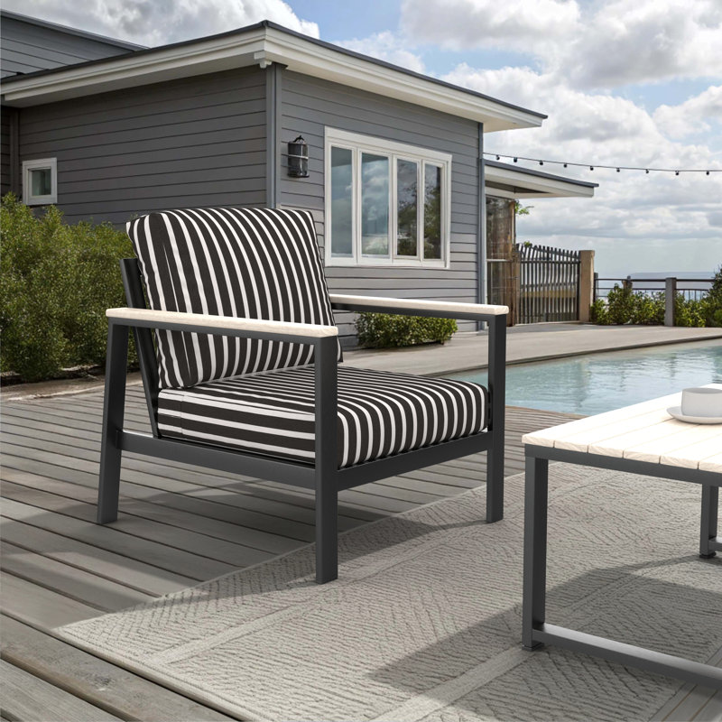 Chaise longue d'extérieur avec coussins Sunbrella® Townsend, Blanc