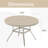 Outdoor Round Patio Dining Table For 6-7, All Weather Metal Dining Table With Umbrella Hole For Deck Lawn Garden Backyard, Sandstone Color