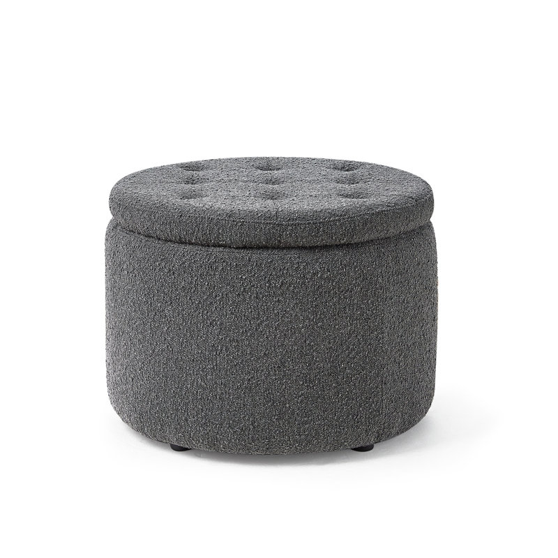 Repose-pieds rond avec rangement 2East 25,6 po, Mélange de polyester gris foncé