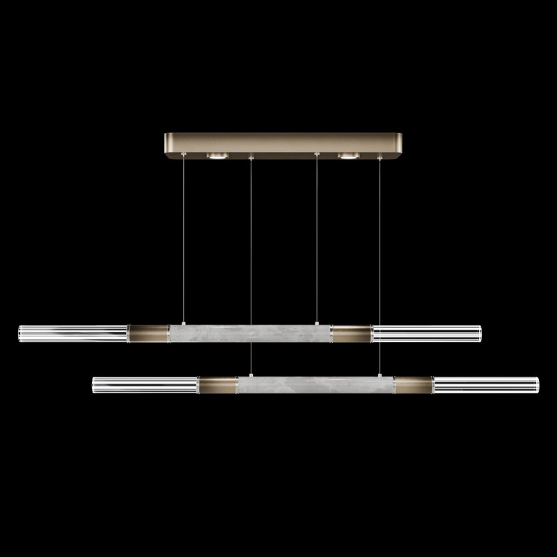 Luminaire suspendu l 71 po Antonia, Nickel/Bronze ombré/Fumée