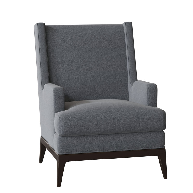 Cooper Upholstered Wingback Chair, Elise Harbor, American Walnut