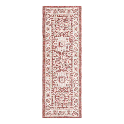 Archange Southwestern Machine Woven Polypropylene Indoor / Outdoor Area Rug in Rust Red