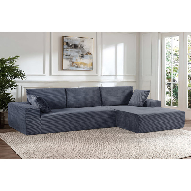 Canapé modulaire convertible en velours côtelé CozyForm, canapé confortable moderne avec rembourrage en mousse, canapé-lit modulaire confortable pour le salon, la chambre à coucher, aucun assemblage requis, faisant face à la droite