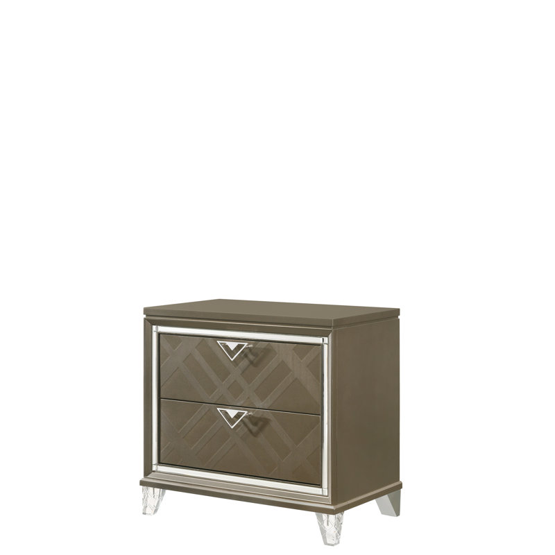 Élégante table de chevet champagne foncé avec élément de fabrication pratique