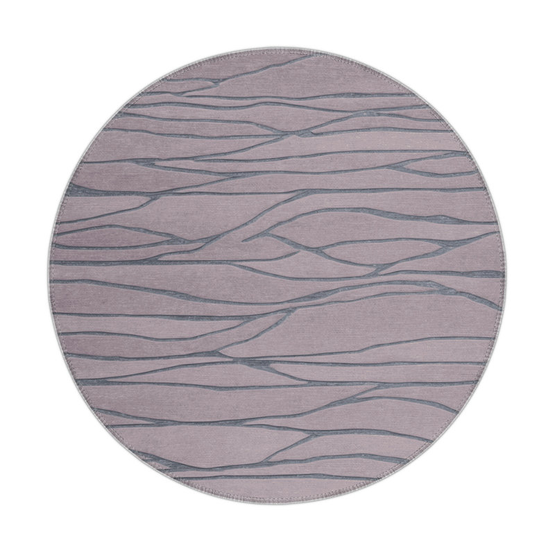 Tapis beige abstrait intérieur et extérieur, Rond 5 pi