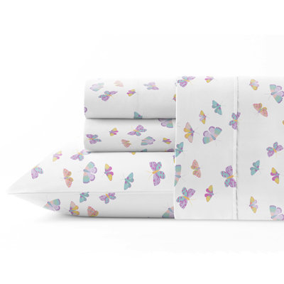 Ensemble de draps en coton percale 3 pièces Pointehaven Butterfly Fairy