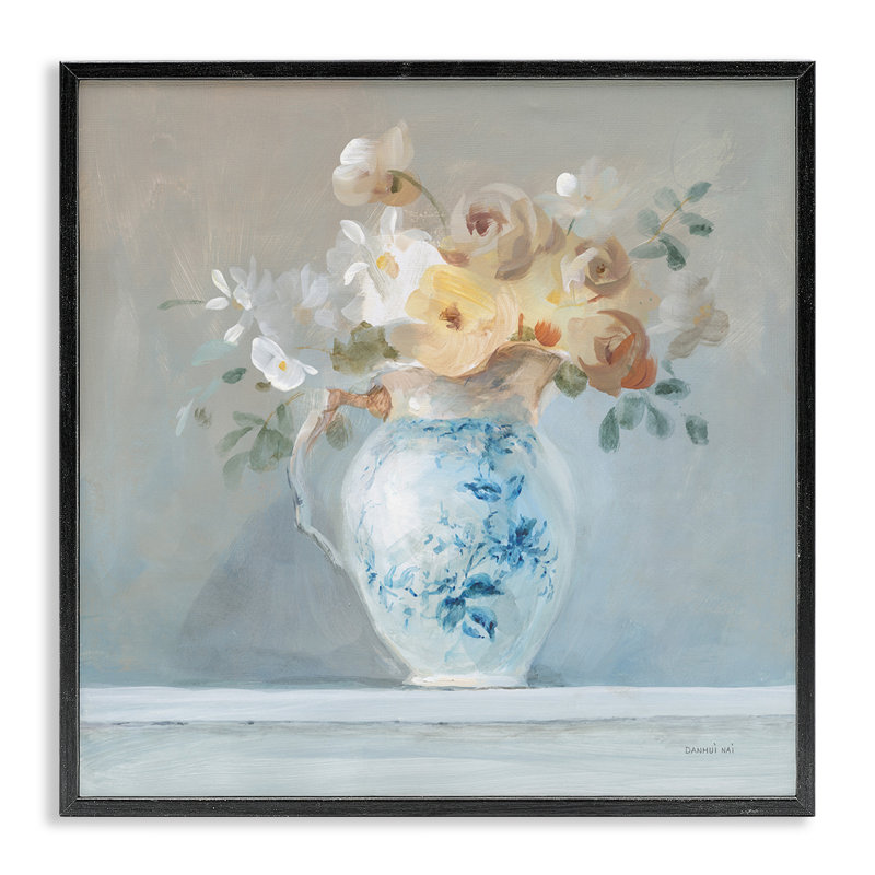 «Heirloom Flower Bouquet», art de la giclée encadrée par Danhui Nai, H 12 po x l 12 po, Giclée encadrée noir minuit
