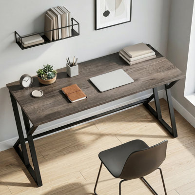 Bureau d'ordinateur, bureau d'écriture industriel avec pied en métal en forme de Z