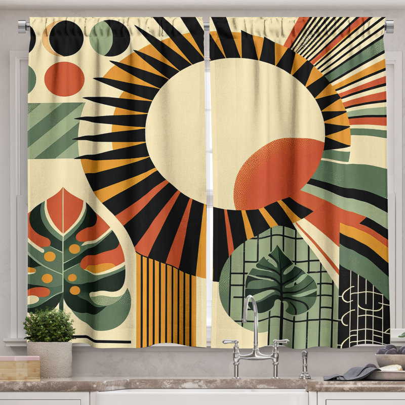 Monstera Kitchen Curtain, 55" W x 45" L