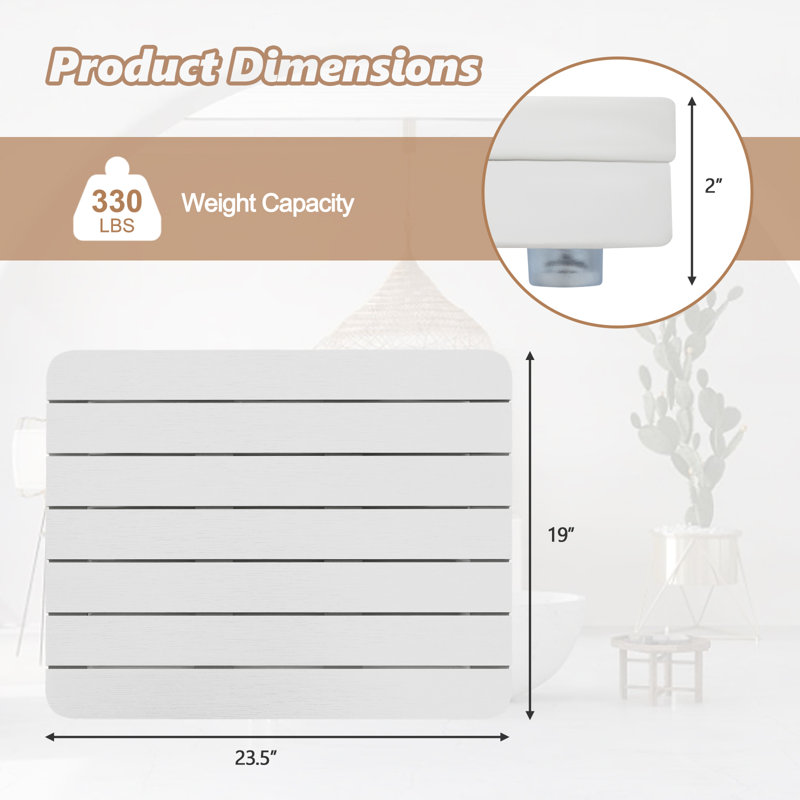 Prima Plastic / Acrylic Non-Slip Bath Mat, White, 19" W x 23.5" L