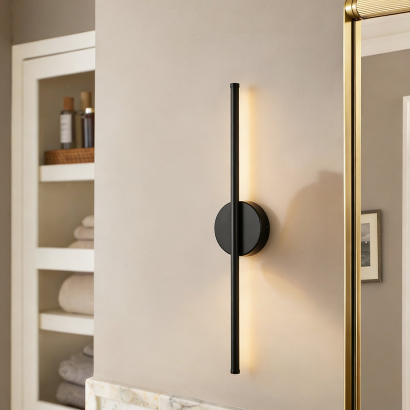 Applique murale semi-encastrée Brynie, Noir mat, H 23,6 po x l 4,3 po x P 1,77 po