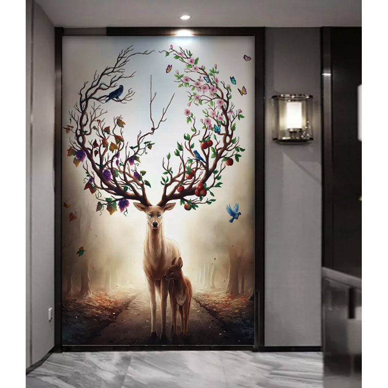 Papier peint arbre forêt abstrait en tissu, L 150 po x l 98 po