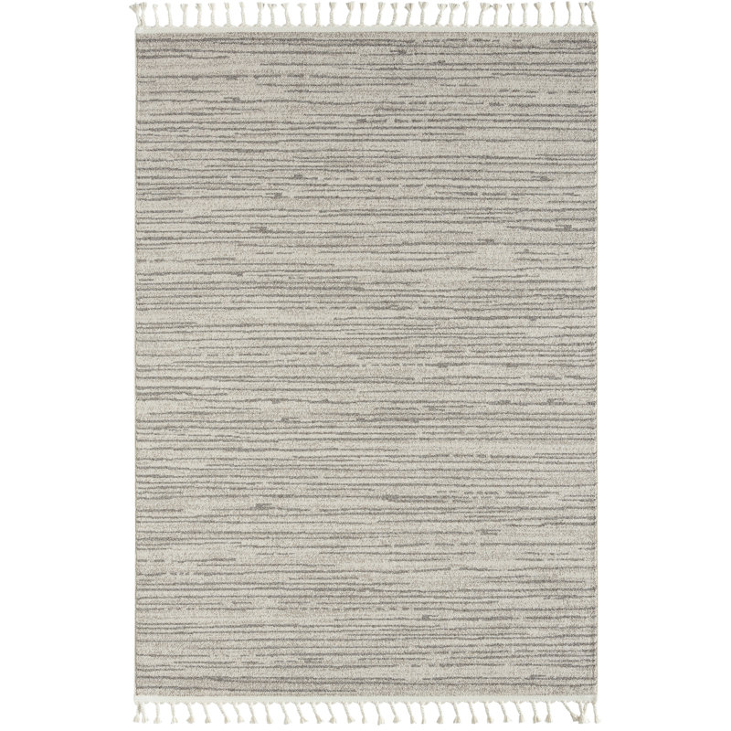 Tapis beige et brun à rayures Alejoa, Rectangle 5 pi 3 po x 7 pi 6 po