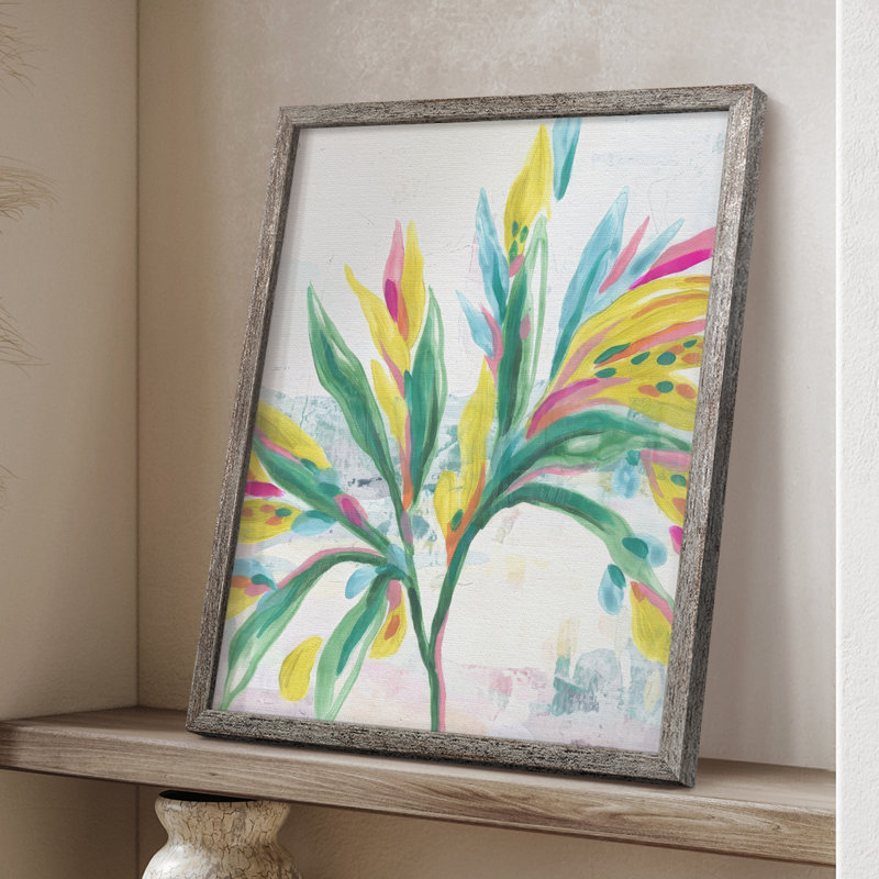 «Tropical Leaf Fresco I», reproduction encadrée - bois massif, H 15 po x l 12 po