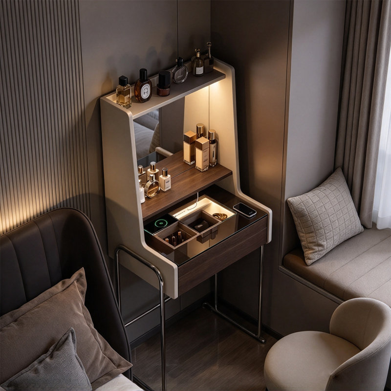 Coiffeuse 19,69 "avec un grand miroir, H 52,76 po x l 23,62 po x P 15,75 po