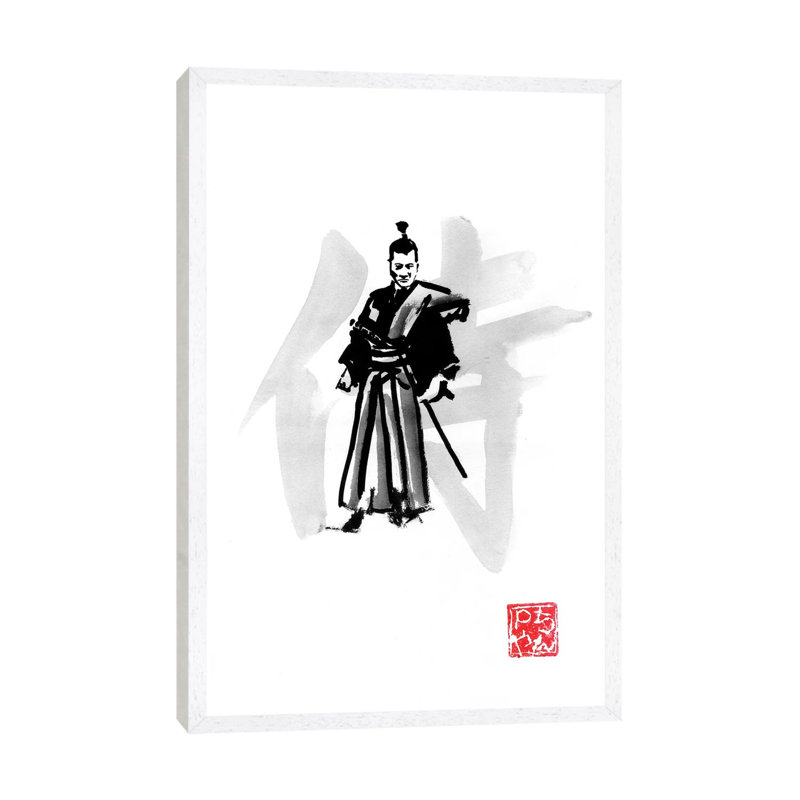Samurai by Péchane - Painting on Canvas, White Framed, 152.5 cm H x 101.5 cm W