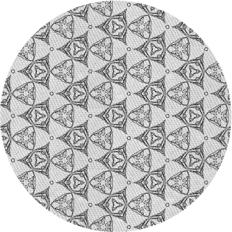 Tapis décoratif à motifs noir/beige, Rond 4 pi