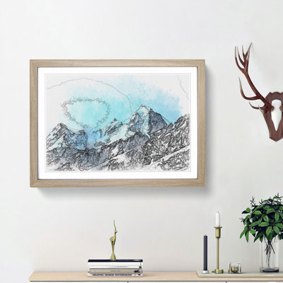 Mountain Blues in Abstract - Picture Frame Drawing Print