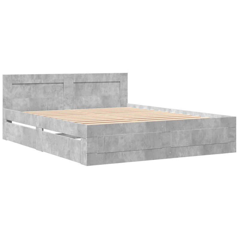 Krimhilde Storage Bed, 69cm H x 203cm W x 163cm D, Concrete Grey