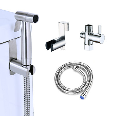 Stainless Steel Bidet - Adjustable Water , Easy Install, For Toilet, Feminine Hygiene, And Pet Care Bathroom Use Steel, Leak, Toilet Cloth Diaper Cleaning
