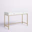 Bureau à deux tiroirs en bois avec base tubulaire en métal, blanc et doré-1518101914