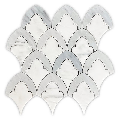 Alice Mushroom 10" x 11" Marble Fish Scale Wall & Floor Tile