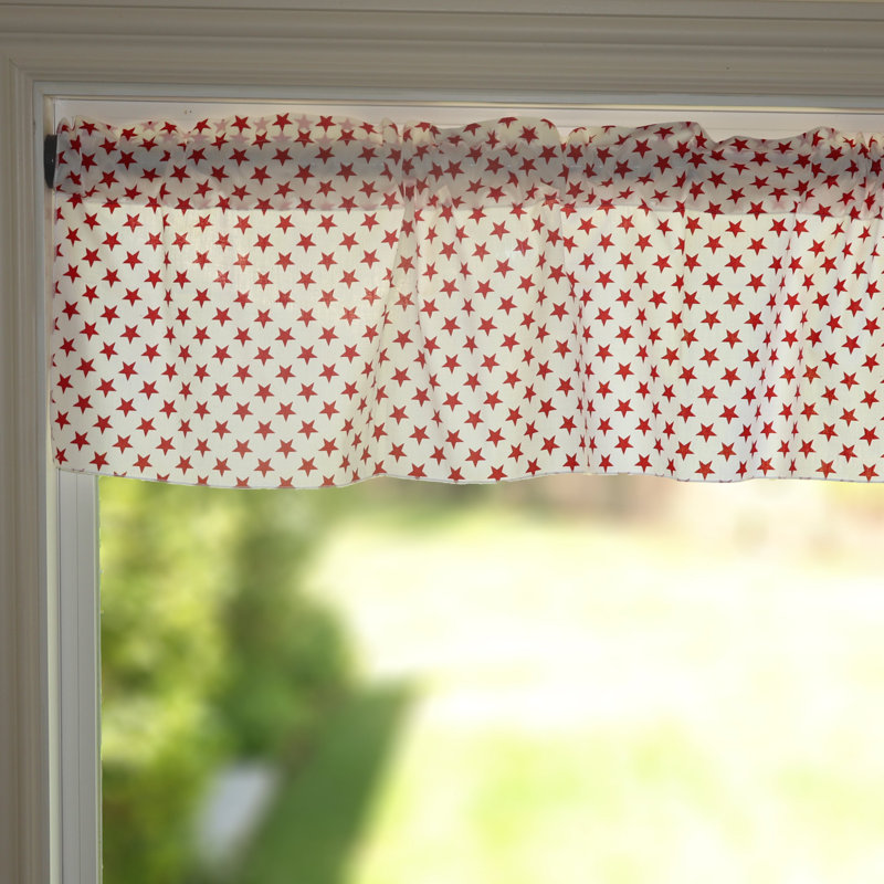 Cantonnière à motif d'étoiles, L 58 po x L 16 po, Rouge / blanc