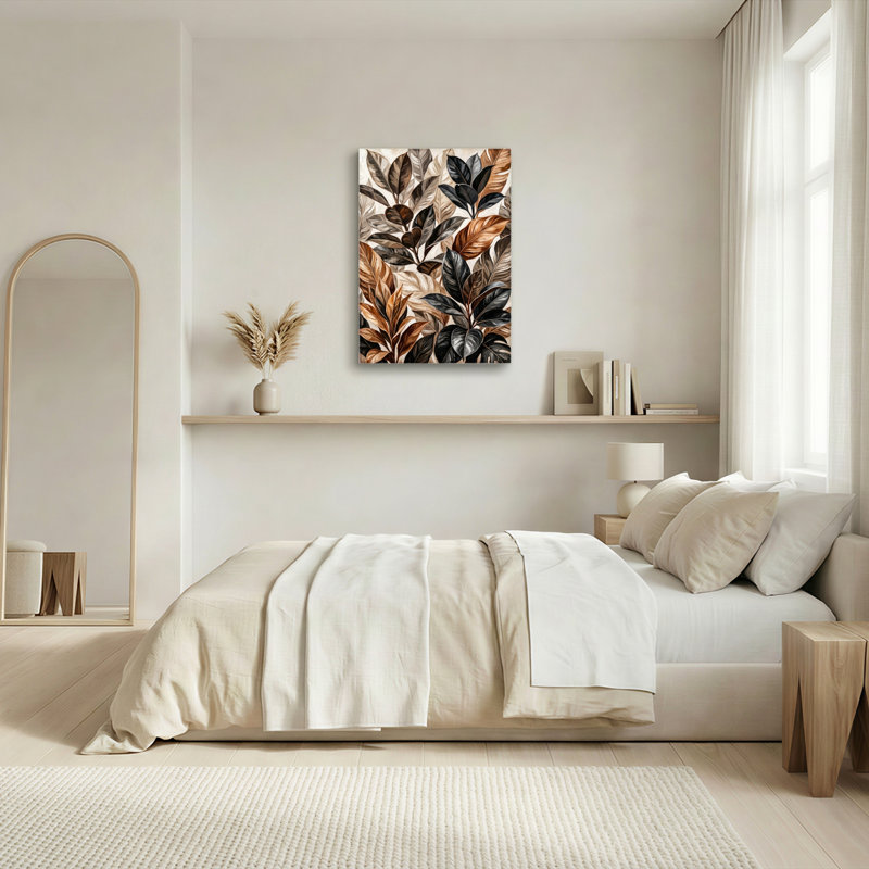 Ensemble de 1 tableau sur toile à motif de feuilles, 48"H x 36"W, Wrapped Canvas