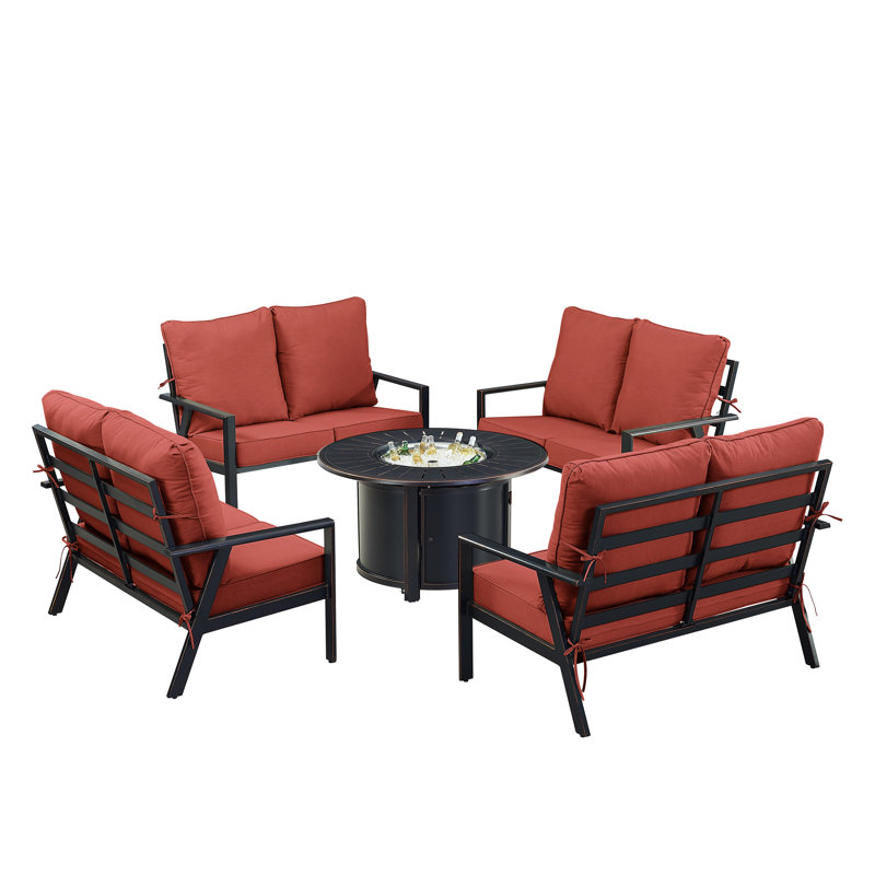 Fredu Outdoor 7 - Piece Conversation Set, Red