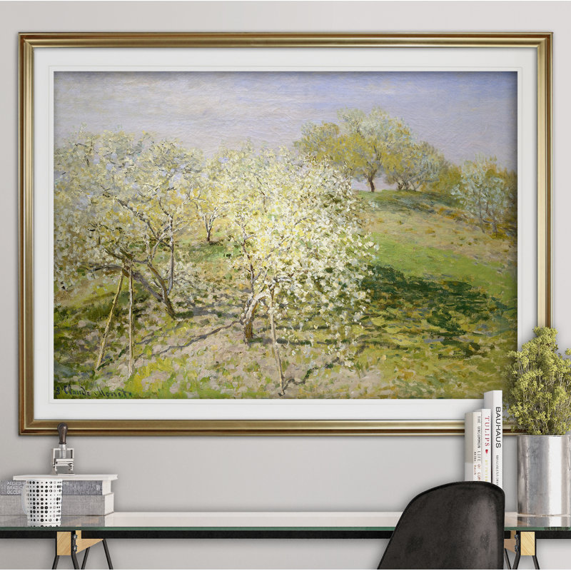 «Apple Trees», reproduction de photo, Cadre doré, Blanc mat, H 28 po x l 38 po x P 1,5 po