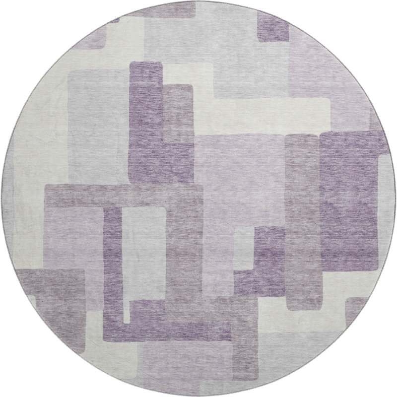 Premium Machine Washable Lisse Lavender Rug, Round 8'